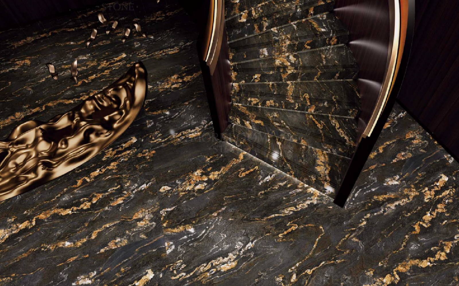 12MM GOLD DAMASCATO GLOSSY-A/3.2M * 1.6M